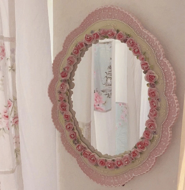 Pink Baroque Desktop Wall Mirror
