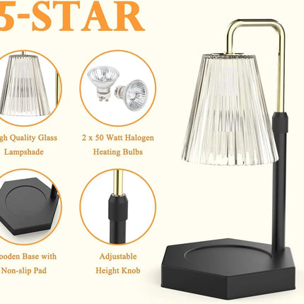 RAINBEAN Adjustable Dimmable Candle Warmer Lamp with Timer