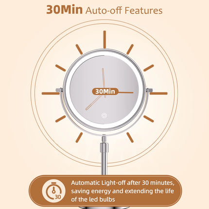 8-Inch LED Makeup Mirror with 10X Magnification