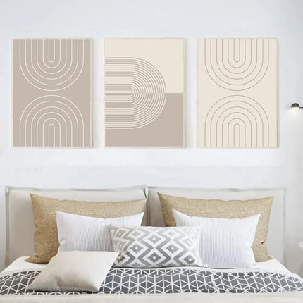 Abstract Beige Lines Canvas Art