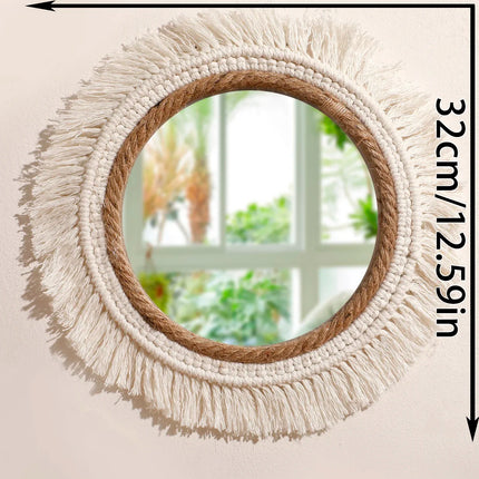 Handmade Boho Woven Wall Mirror