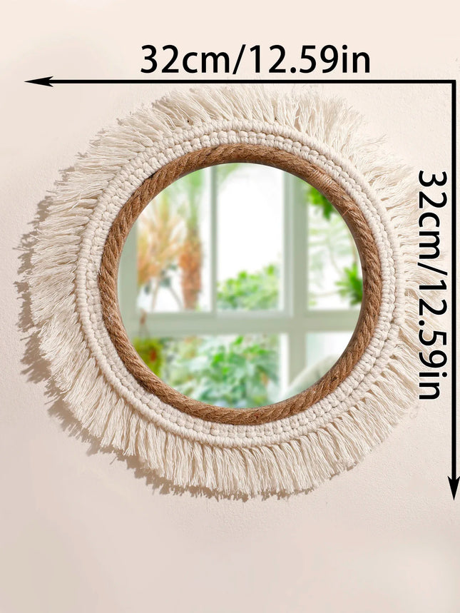 Handmade Boho Woven Wall Mirror