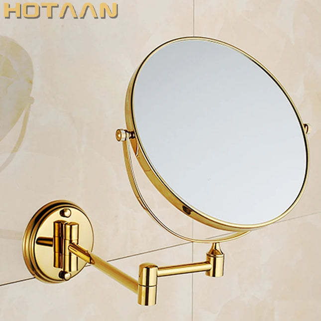 Gold Brass Wall-Mounted Cosmetic Mirror