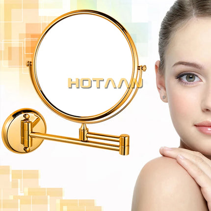 Gold Brass Wall-Mounted Cosmetic Mirror
