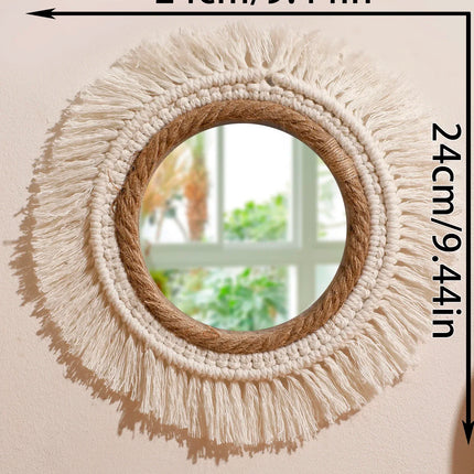 Handmade Boho Woven Wall Mirror
