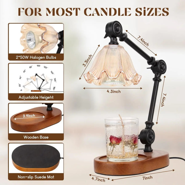 Adjustable Candle Warmer Lamp – 2-Bulb, Timer & Dimmable