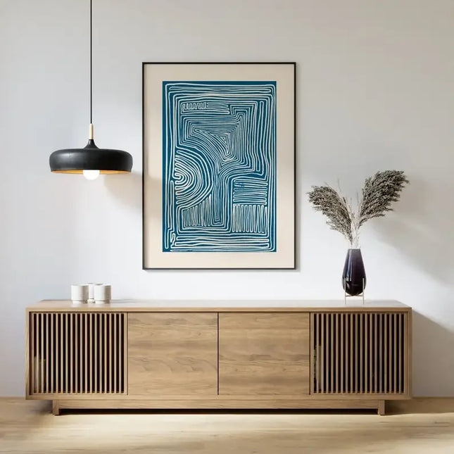 Minimalist Blue Line Art Print