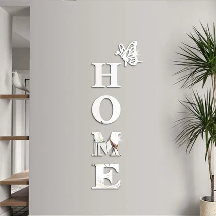 HOME Home Logo 3D Mirror Wall Sticker, Entrance Decoration, Home Decoration