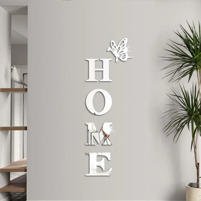 HOME Home Logo 3D Mirror Wall Sticker, Entrance Decoration, Home Decoration