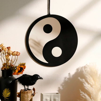Wooden Mirror Home Decor Boho Wall Mirrors for Living Room Bedroom Tai Chi Yin Yang Wood Mirrors Room House Feng Shui Decoration