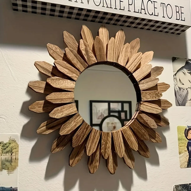 Sunflower Wooden Wall Mirror