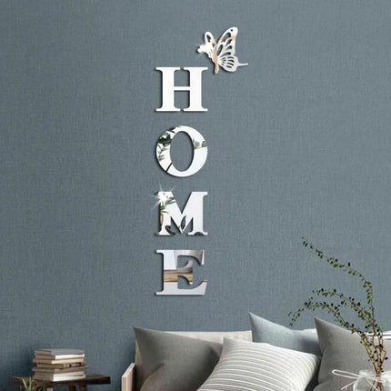 HOME Home Logo 3D Mirror Wall Sticker, Entrance Decoration, Home Decoration