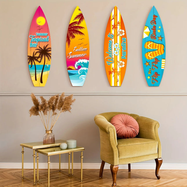 Vintage Wooden Surfboard Wall Art