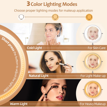 8-Inch LED Makeup Mirror with 10X Magnification