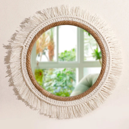 Handmade Boho Woven Wall Mirror
