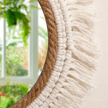 Handmade Boho Woven Wall Mirror