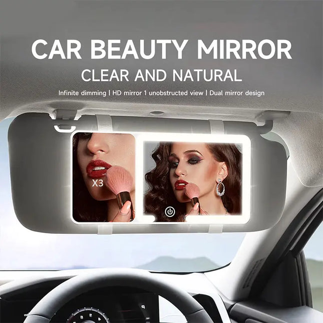 LED Car Vanity Mirror with Magnifier