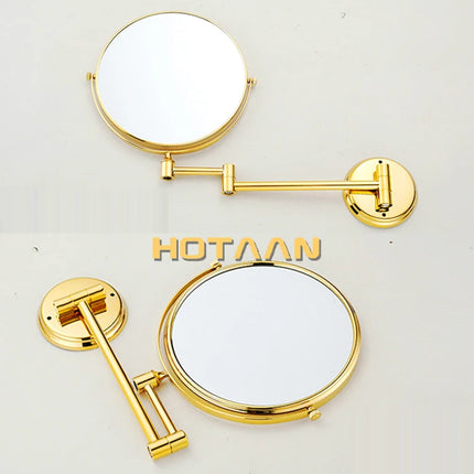 Gold Brass Wall-Mounted Cosmetic Mirror