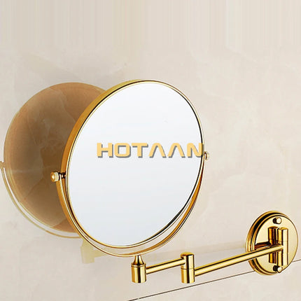 Gold Brass Wall-Mounted Cosmetic Mirror