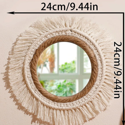 Handmade Boho Woven Wall Mirror
