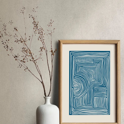 Minimalist Blue Line Art Print
