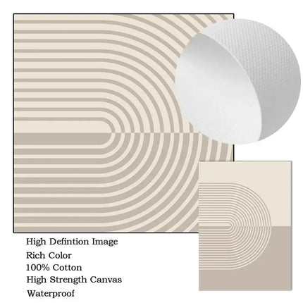 Abstract Beige Lines Canvas Art