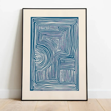 Minimalist Blue Line Art Print