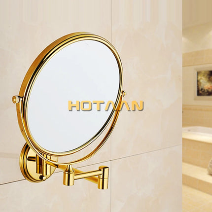 Gold Brass Wall-Mounted Cosmetic Mirror