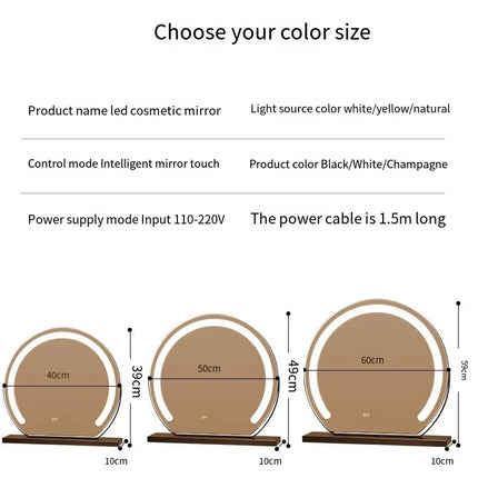 Dimmable Multi-Color Travel Makeup Mirror
