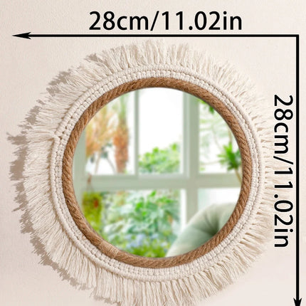 Handmade Boho Woven Wall Mirror