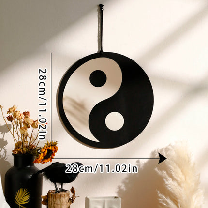Wooden Mirror Home Decor Boho Wall Mirrors for Living Room Bedroom Tai Chi Yin Yang Wood Mirrors Room House Feng Shui Decoration