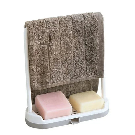 Kitchen Solid Color Simple Storage Rack Towel Sponge Drain Racks Rag Dishcloth Hanging Rack Soap Holder Sink Desktop Organizer