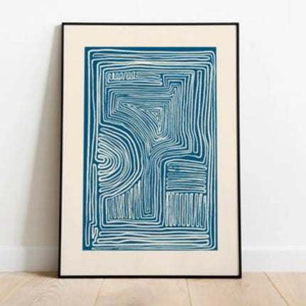 Minimalist Blue Line Art Print