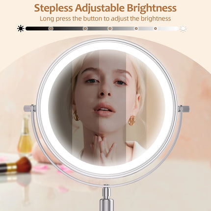 8-Inch LED Makeup Mirror with 10X Magnification