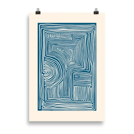 Minimalist Blue Line Art Print