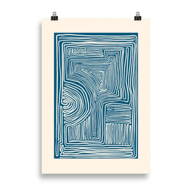 Minimalist Blue Line Art Print