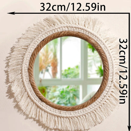 Handmade Boho Woven Wall Mirror