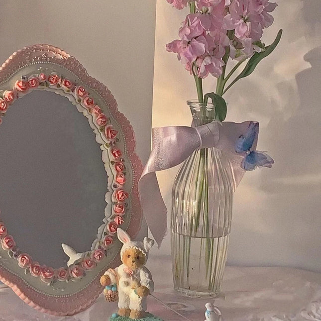 Pink Baroque Desktop Wall Mirror